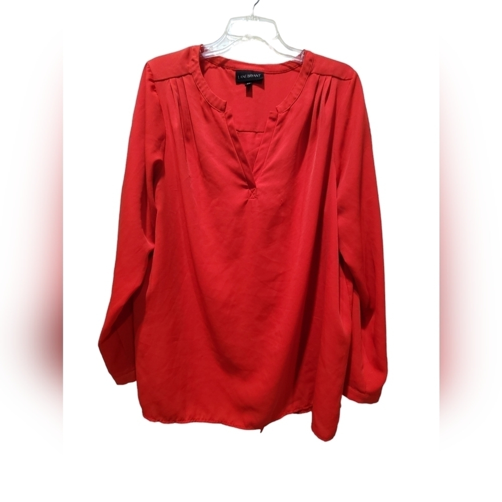 Lane Bryant 1X Red Long Sleeve Open Back Blouse